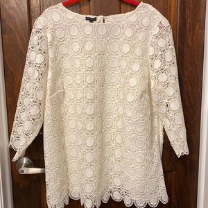 Talbots cream layered blouse with sheer 3/4 sleeves. Body fully lined. Size 2X.